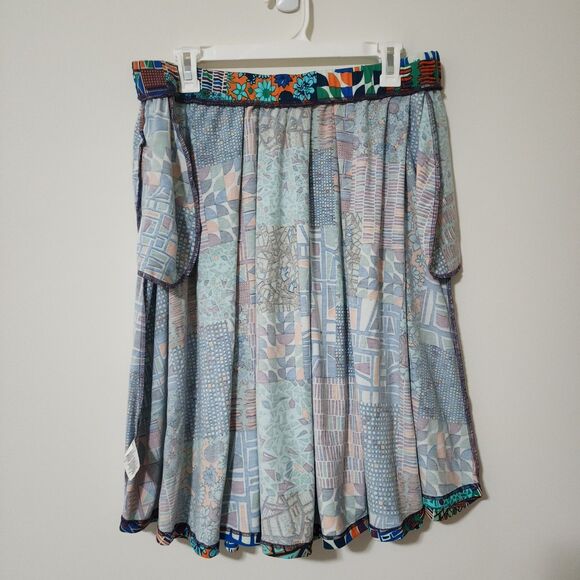 NWT LuLaRoe Madison Pleated Pull-On Skirt Green Blue Brown Orange Jersey Size XL - Picture 5 of 10